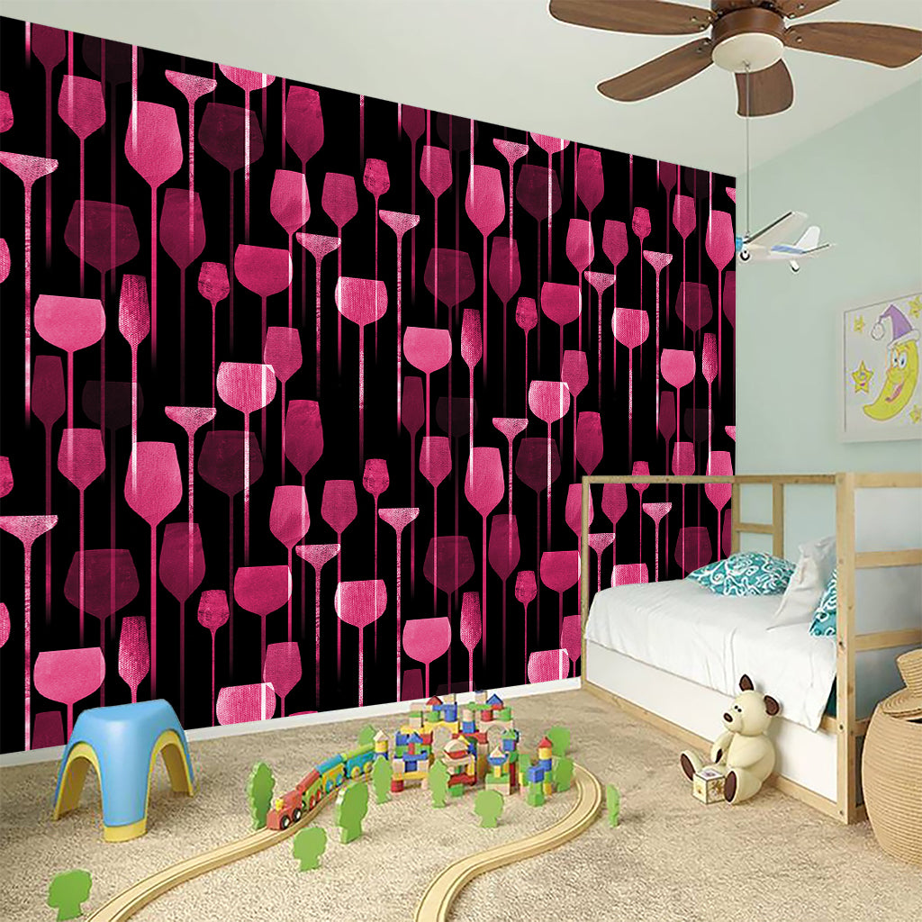 Glasses Of Wine Print Wall Sticker