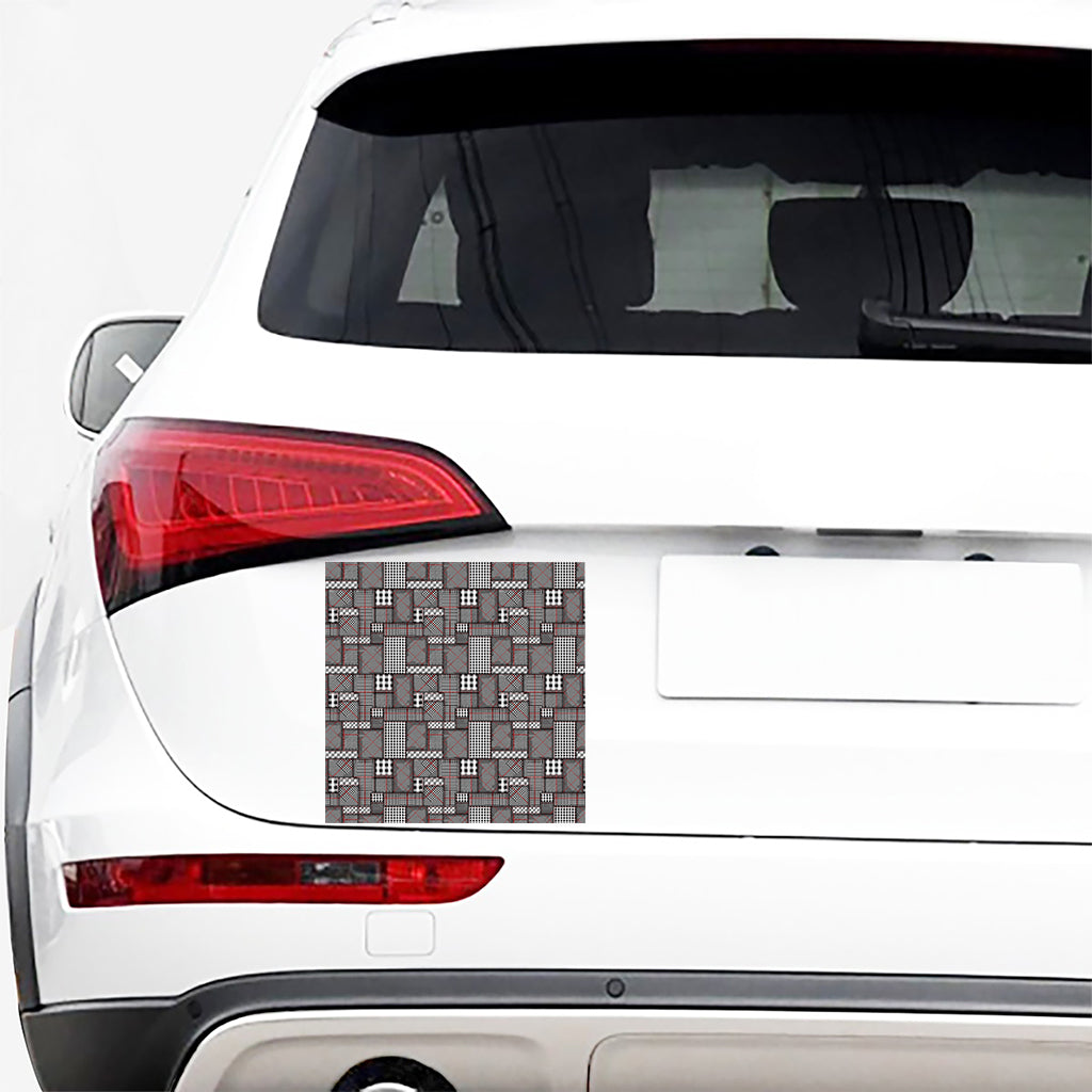 Glen Plaid Patchwork Pattern Print Car Sticker