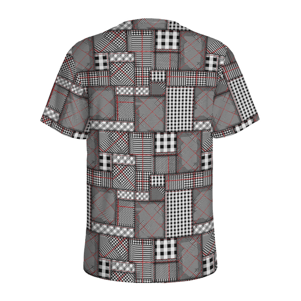 Glen Plaid Patchwork Pattern Print Men's Sports T-Shirt