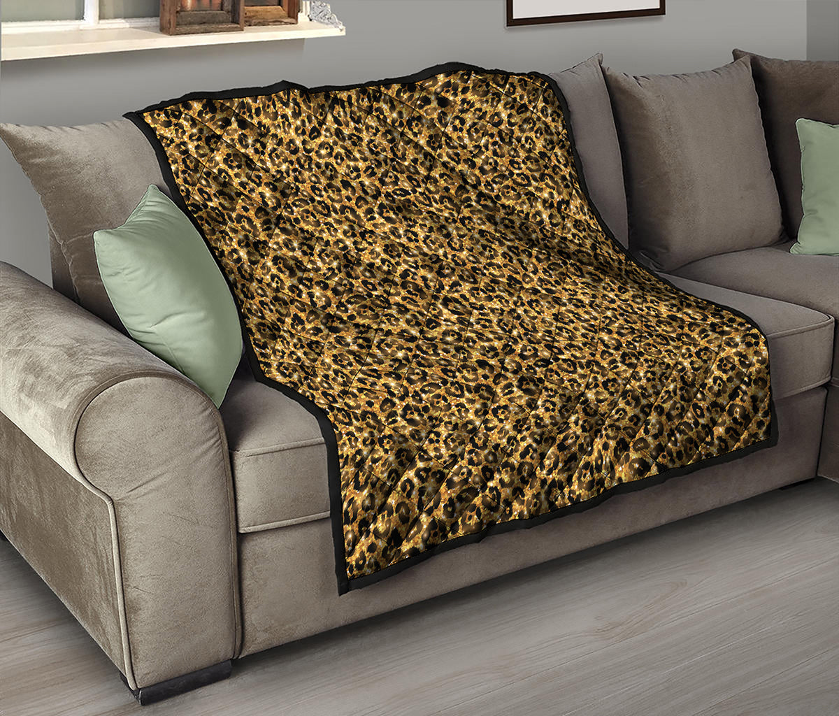 Gold Leopard (NOT Real) Glitter Print Quilt