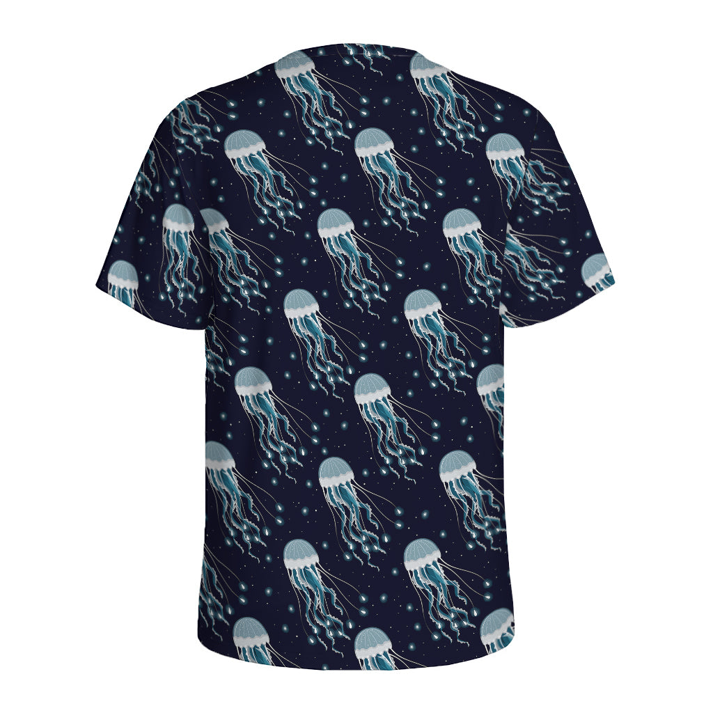 Glowing Jellyfish Pattern Print Men's Sports T-Shirt