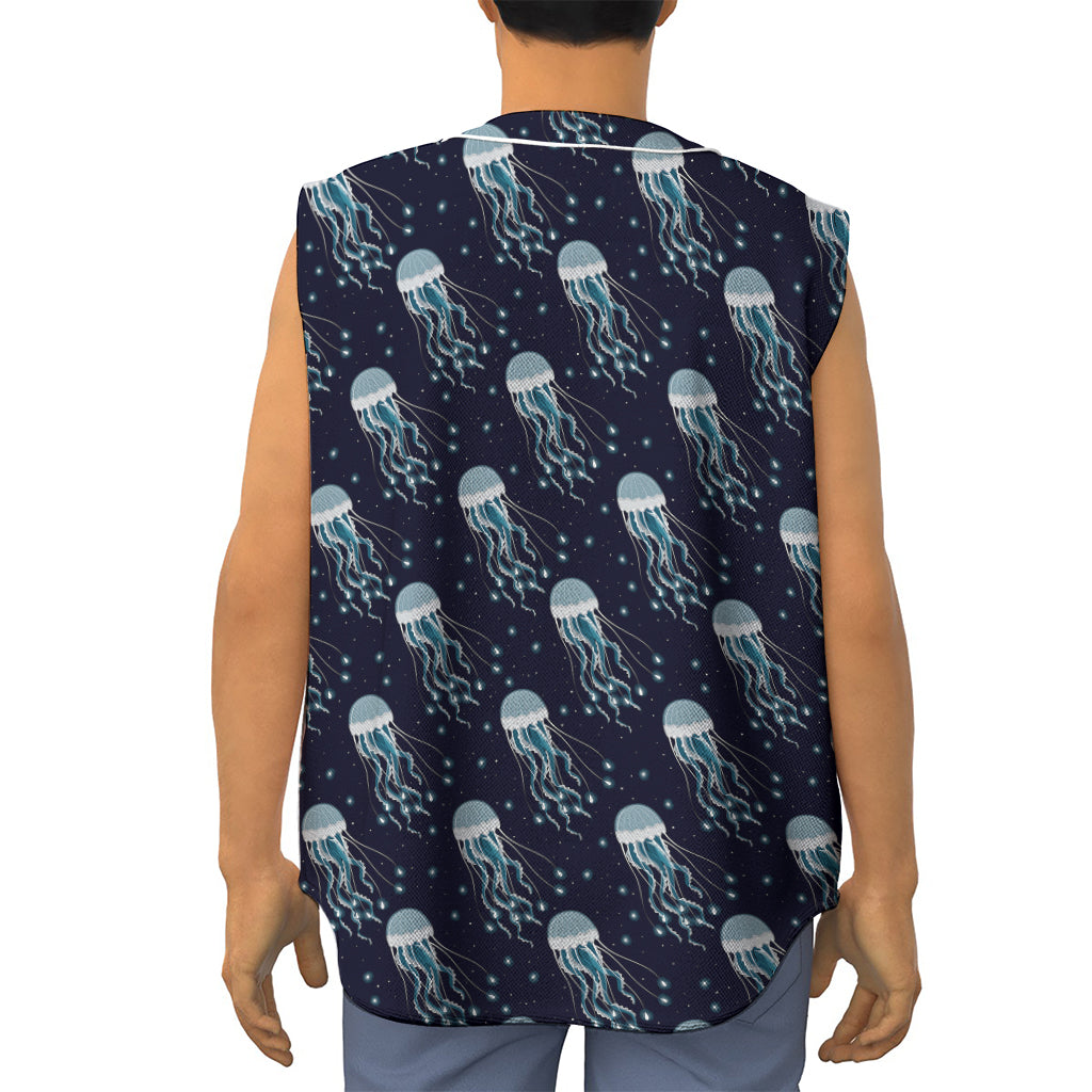 Glowing Jellyfish Pattern Print Sleeveless Baseball Jersey