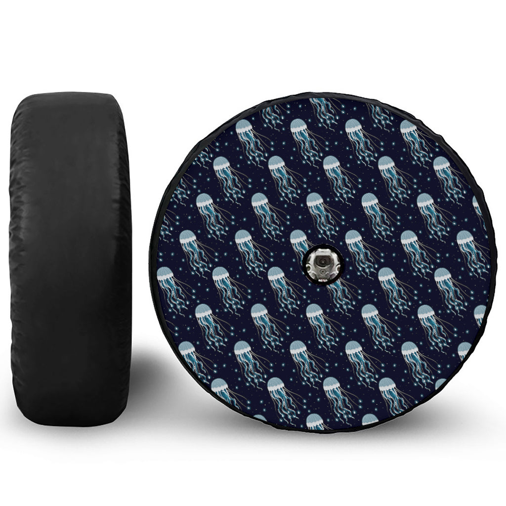 Glowing Jellyfish Pattern Print Tire Cover With Camera Hole