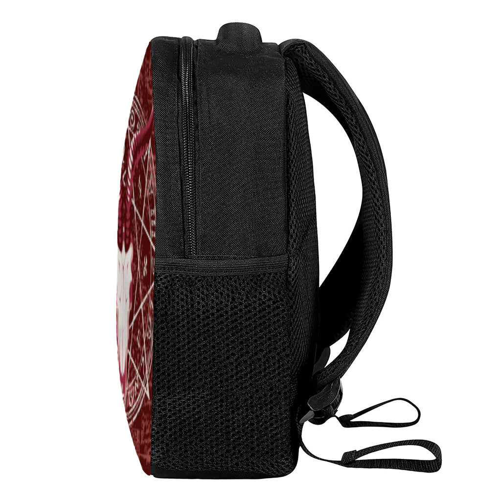 Goat Skull Pentagram Print Casual Backpack