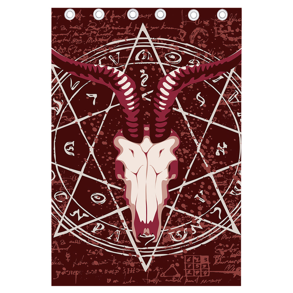 Goat Skull Pentagram Print Curtain