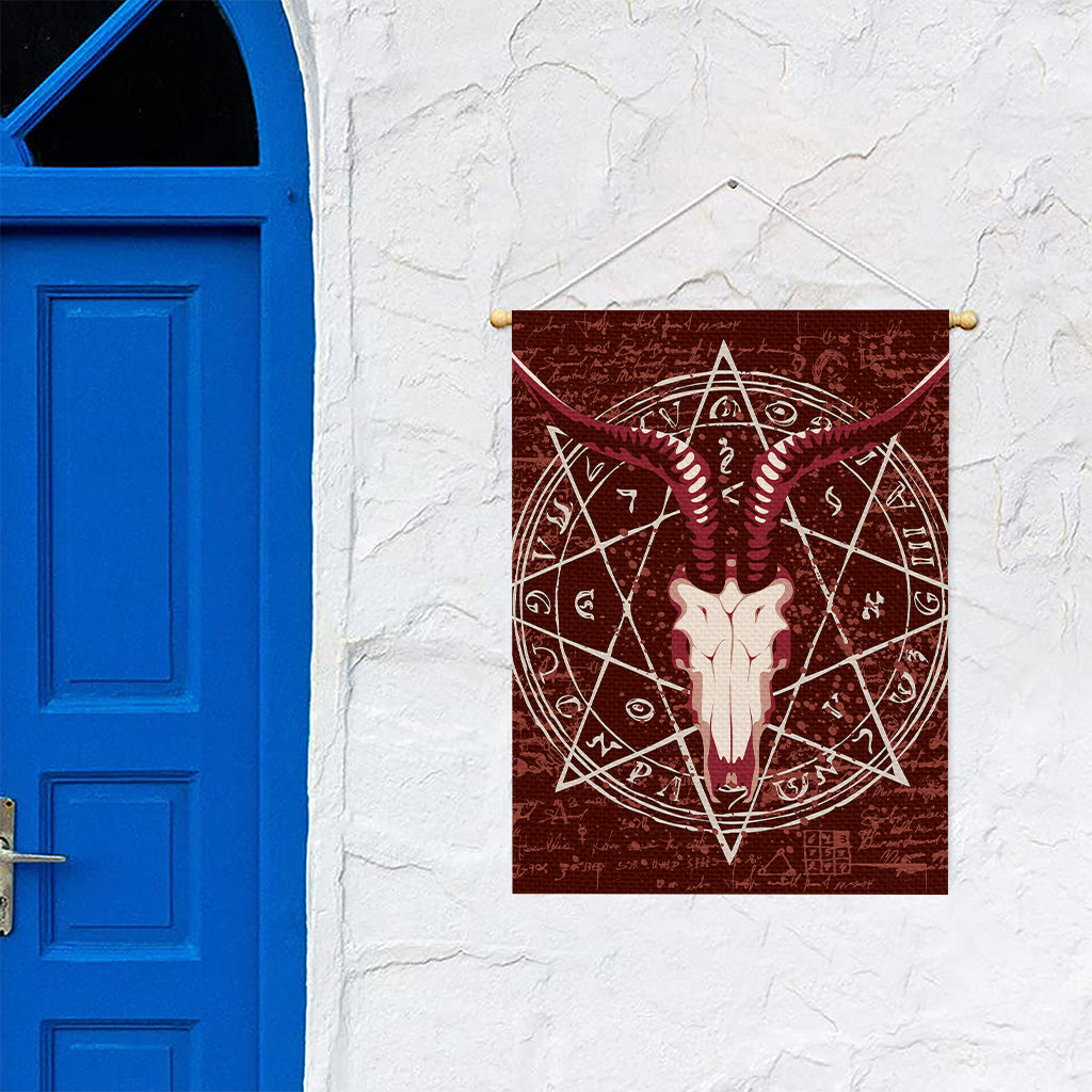 Goat Skull Pentagram Print Garden Flag