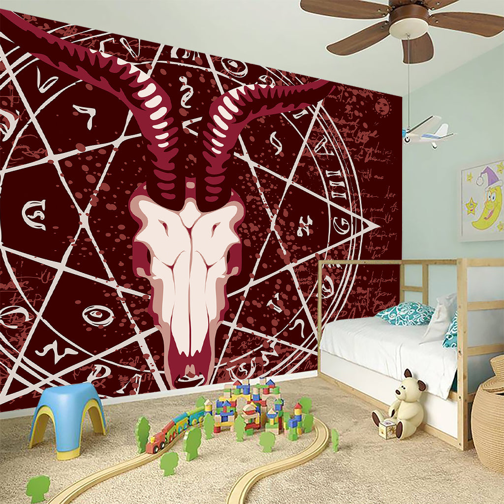 Goat Skull Pentagram Print Wall Sticker