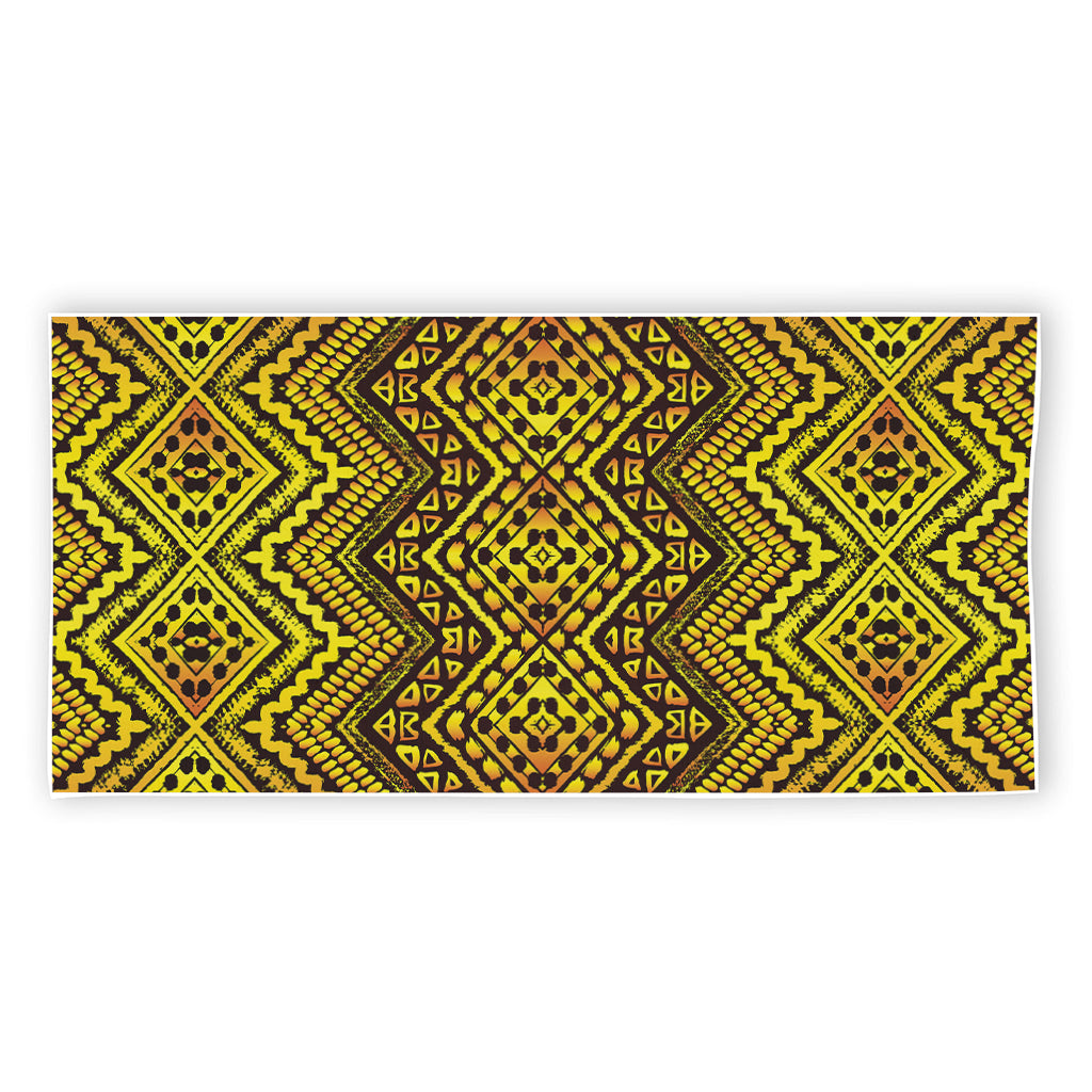 Gold African Ethnic Tribal Pattern Print Beach Towel