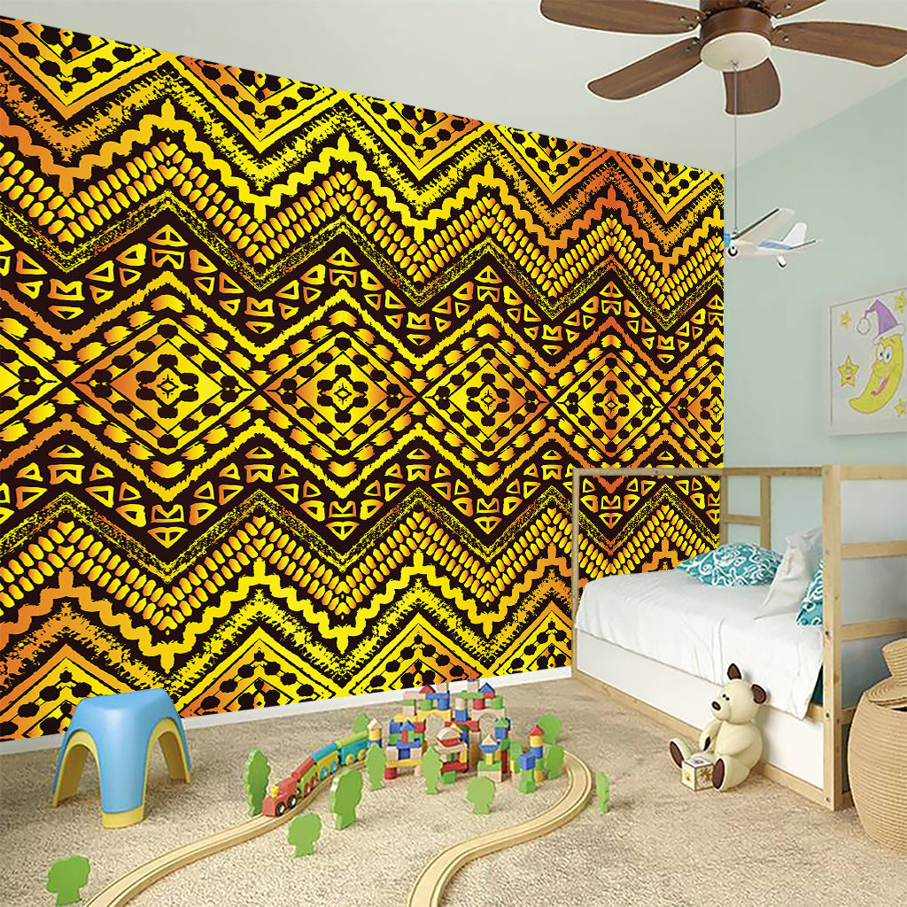 Gold African Ethnic Tribal Pattern Print Wall Sticker