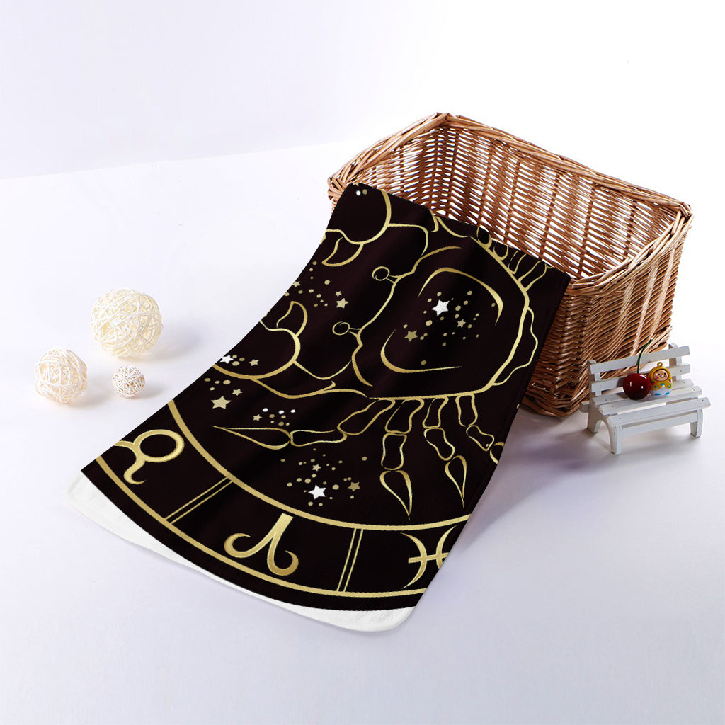 Gold And Black Cancer Sign Print Towel