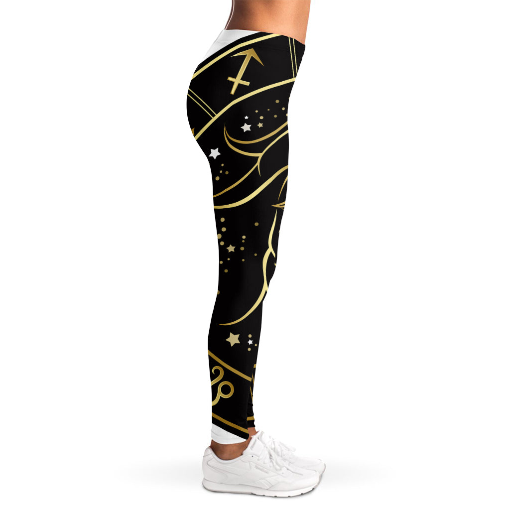 Gold And Black Capricorn Sign Print Women's Leggings
