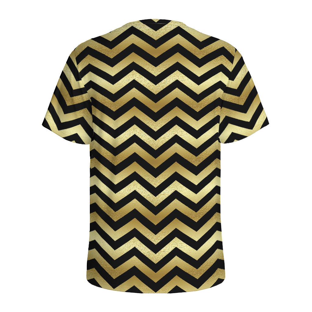 Gold And Black Chevron Pattern Print Men's Sports T-Shirt