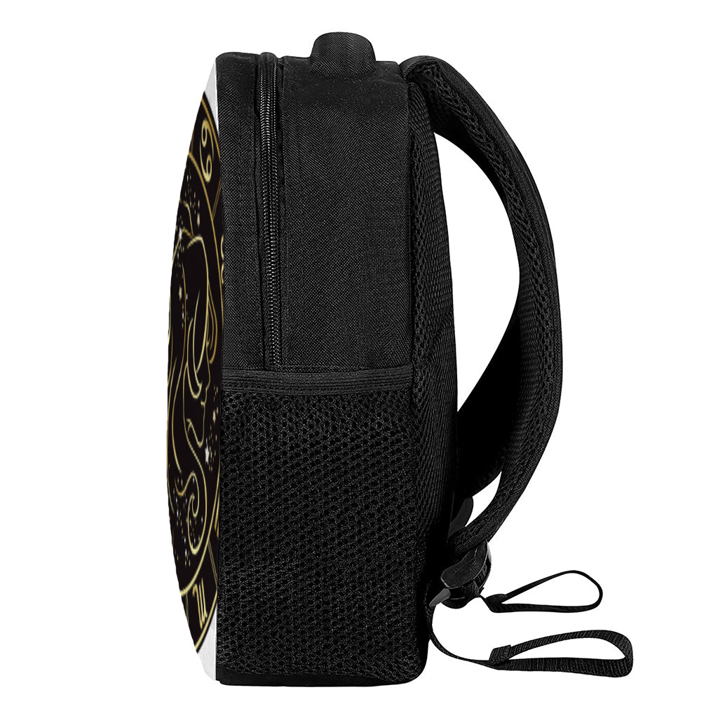 Gold And Black Gemini Sign Print Casual Backpack