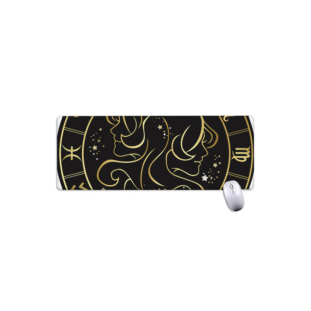 Gold And Black Gemini Sign Print Extended Mouse Pad