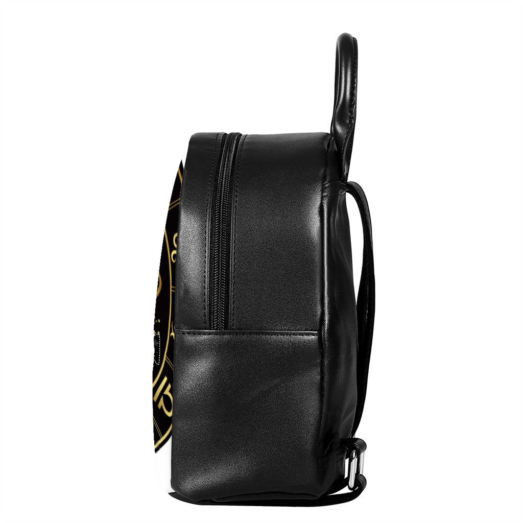 Gold And Black Gemini Sign Print Leather Backpack