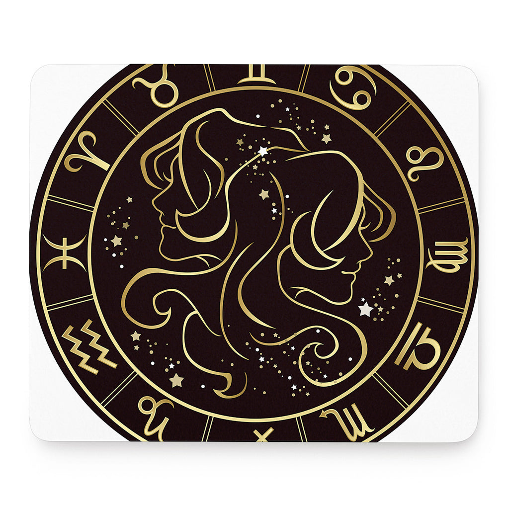Gold And Black Gemini Sign Print Mouse Pad