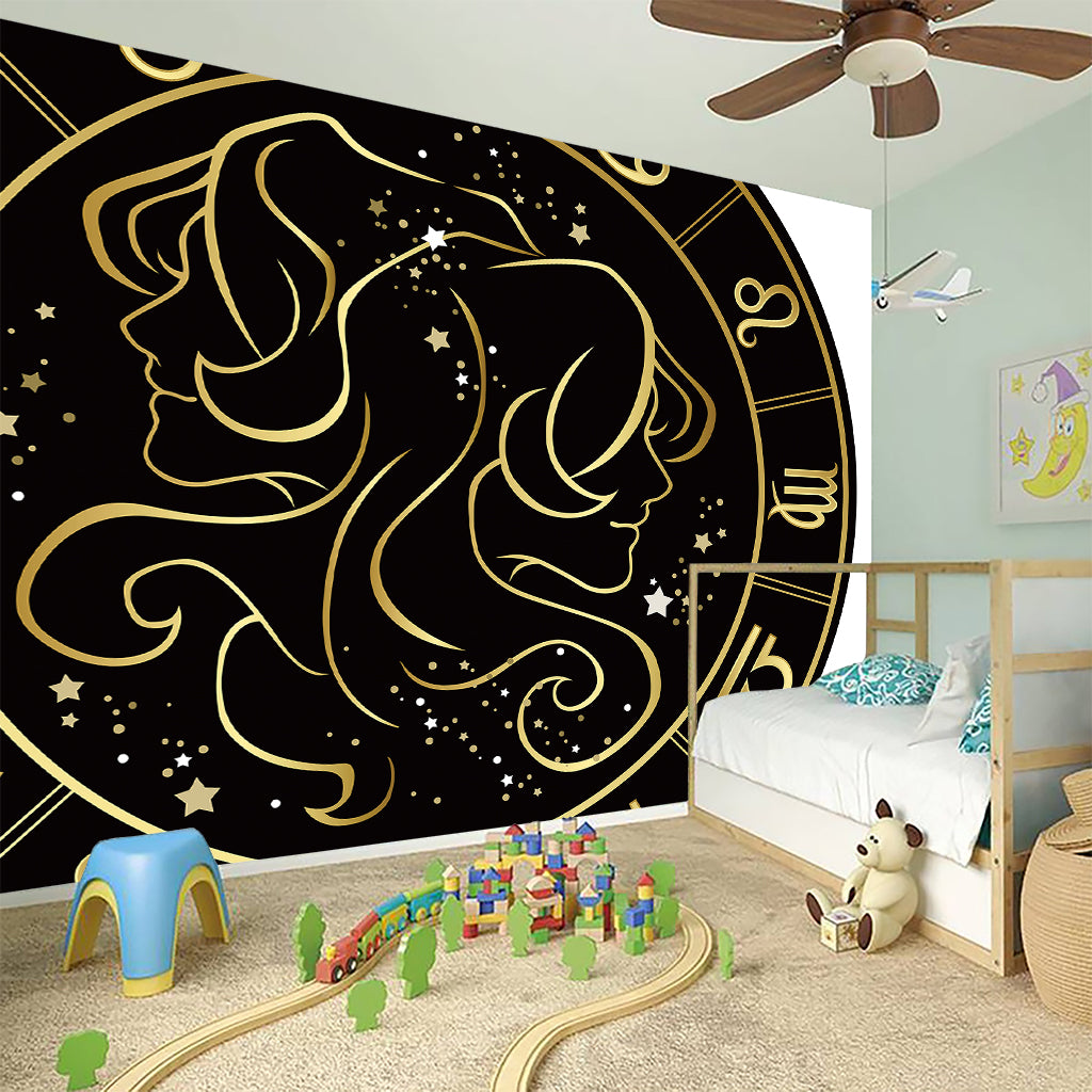 Gold And Black Gemini Sign Print Wall Sticker