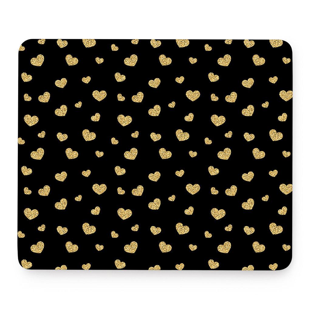 Gold And Black Heart Pattern Print Mouse Pad