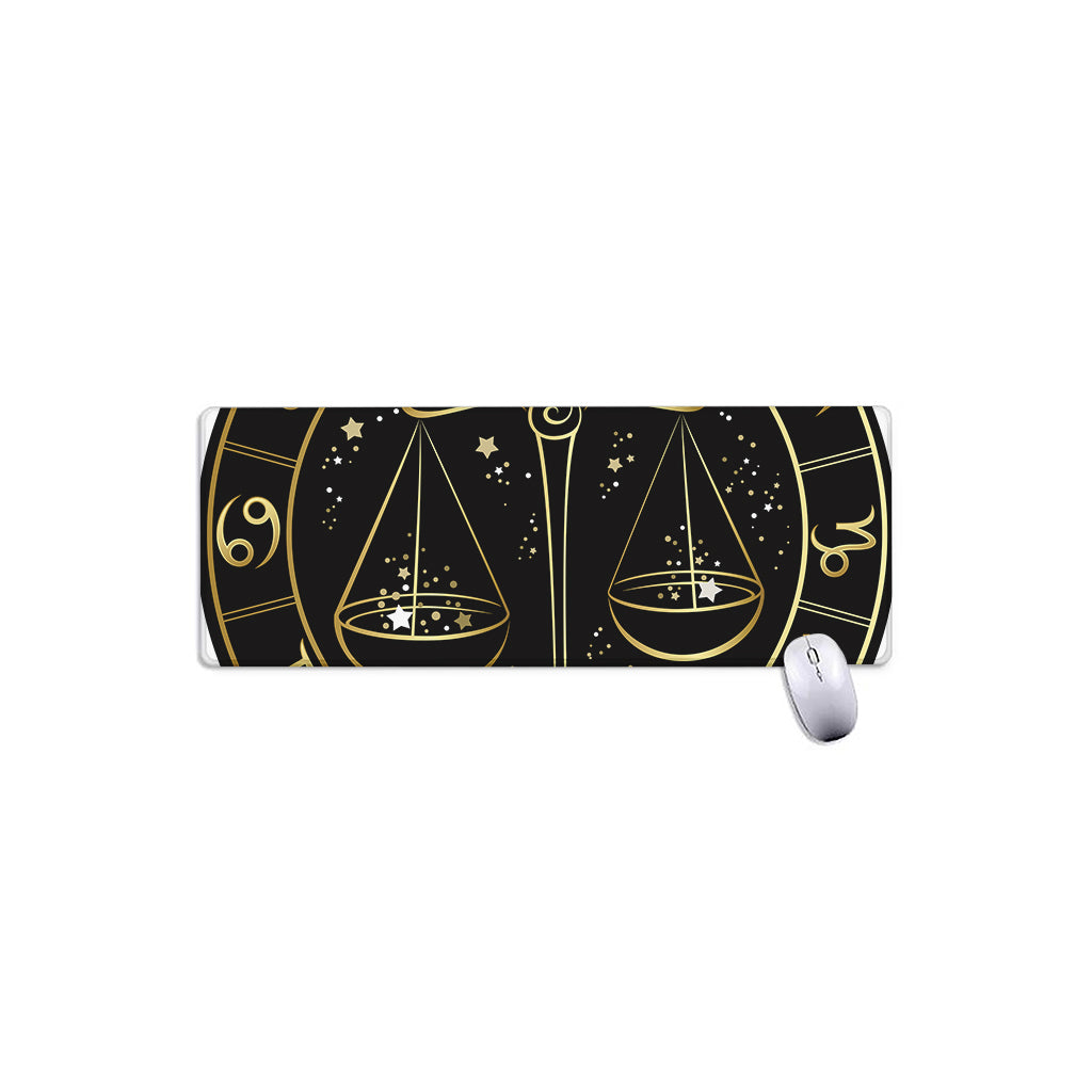 Gold And Black Libra Sign Print Extended Mouse Pad