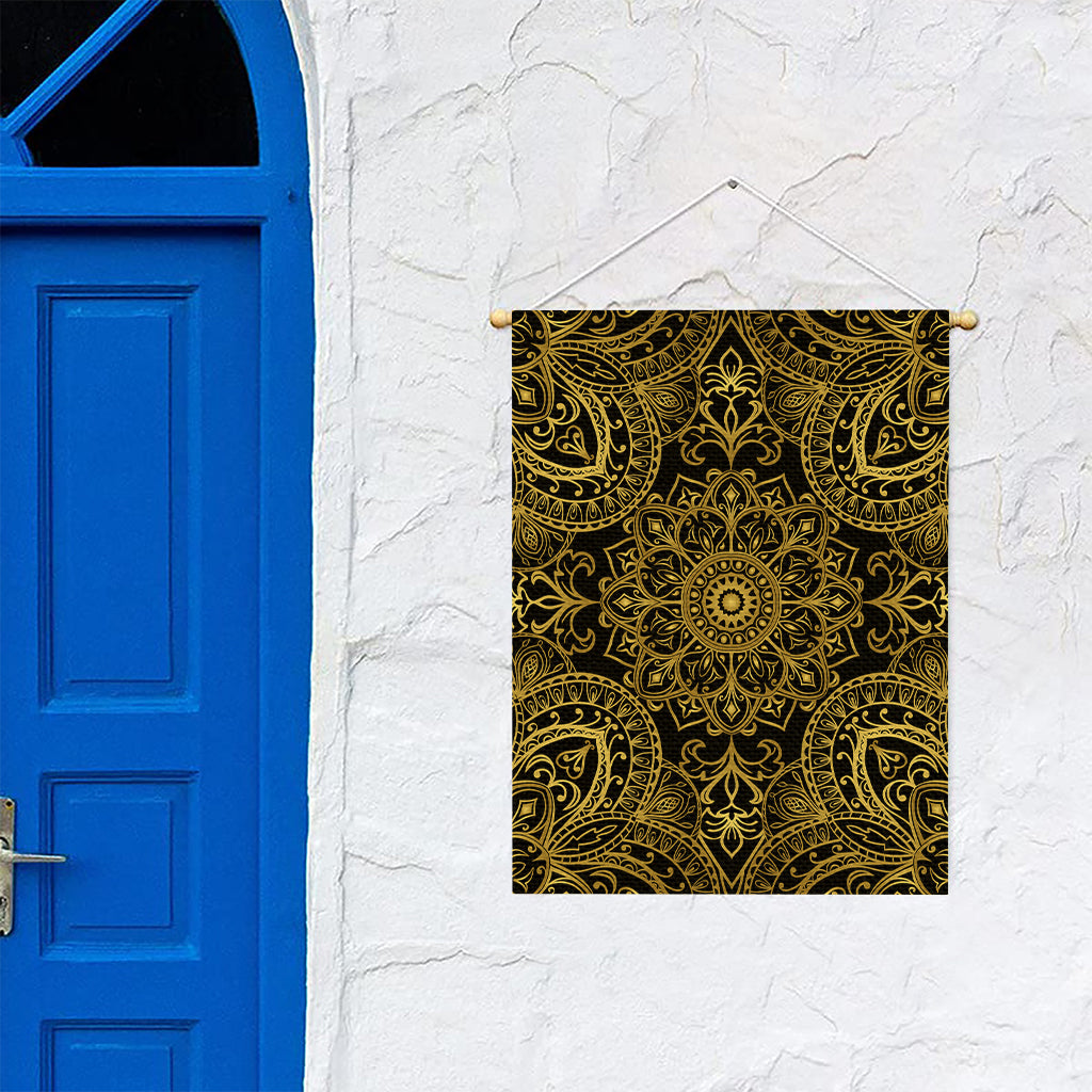 Gold And Black Mandala Print Garden Flag