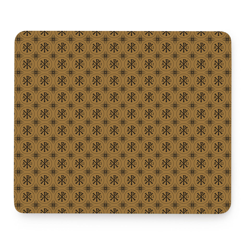 Gold And Black Orthodox Pattern Print Mouse Pad