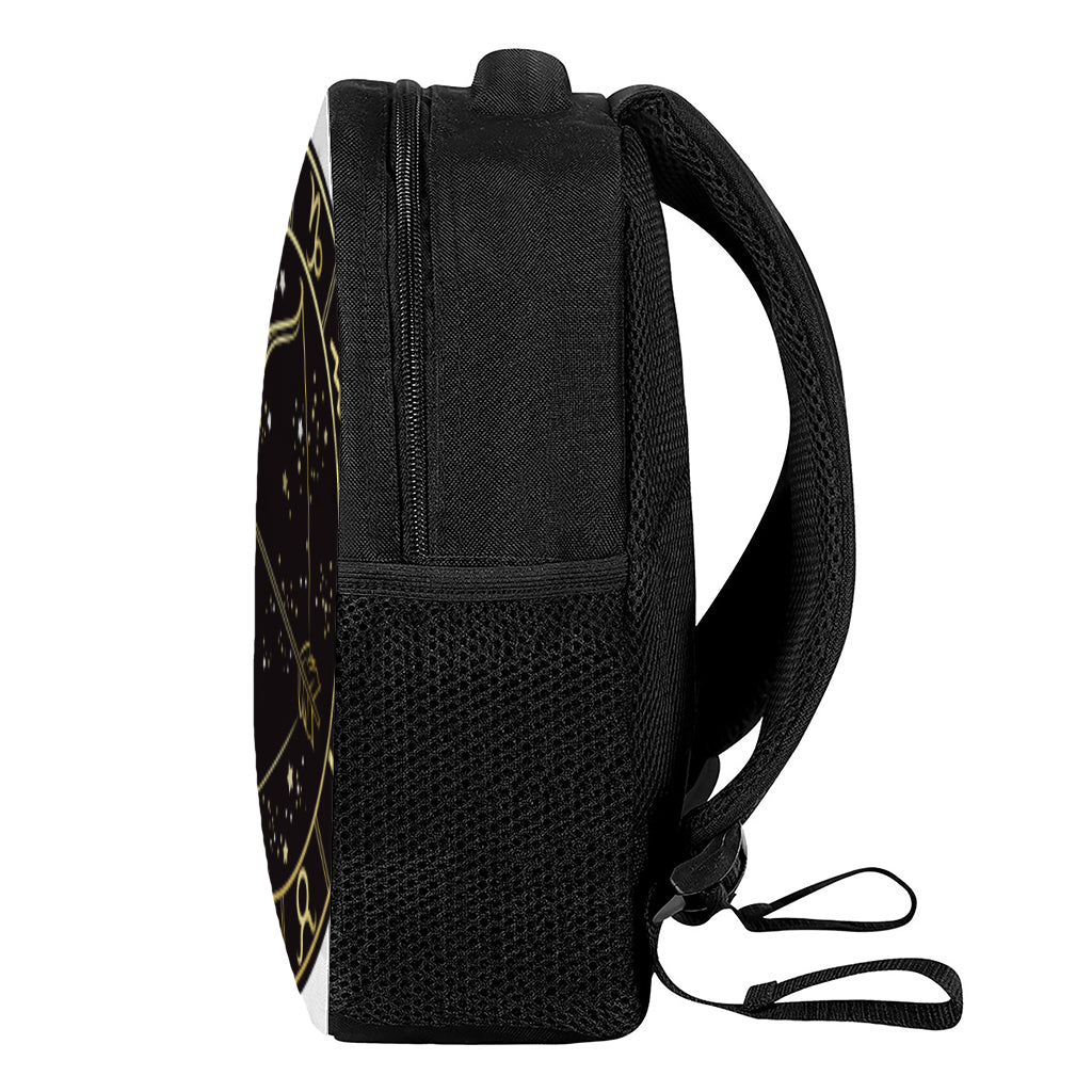 Gold And Black Sagittarius Sign Print Casual Backpack