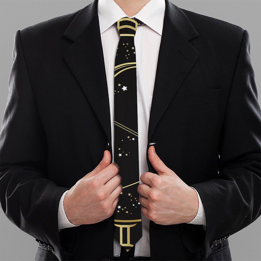 Gold And Black Sagittarius Sign Print Necktie