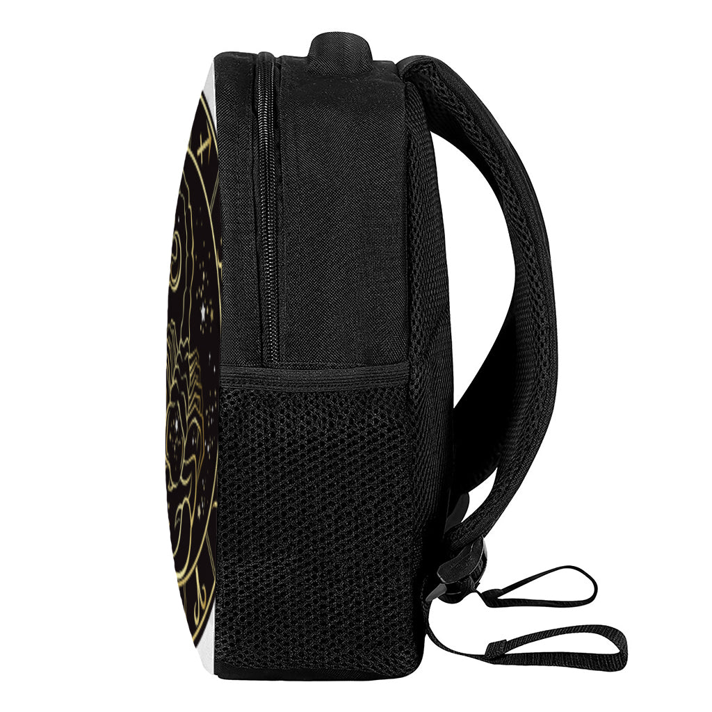 Gold And Black Scorpio Sign Print Casual Backpack