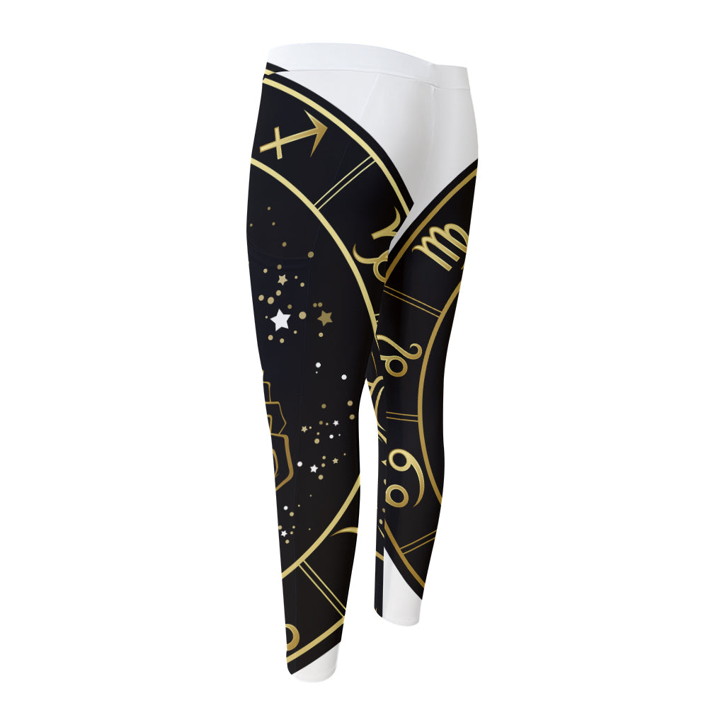 Gold And Black Scorpio Sign Print Men's Compression Pants