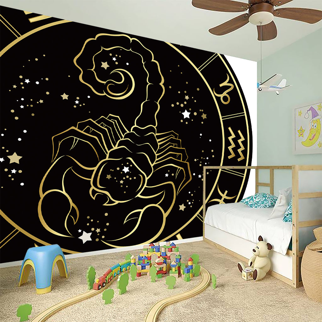 Gold And Black Scorpio Sign Print Wall Sticker