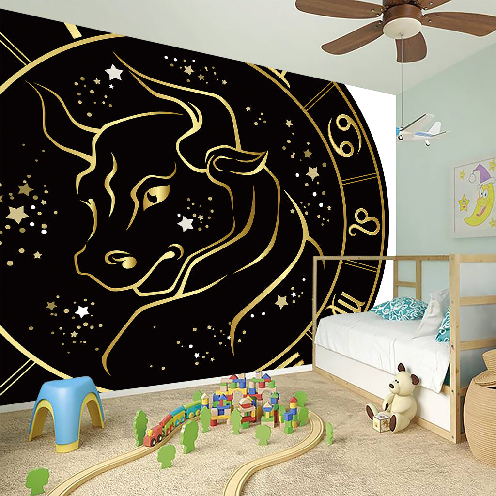 Gold And Black Taurus Sign Print Wall Sticker