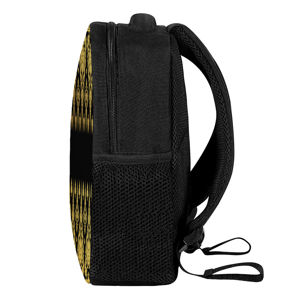 Gold And Black Thai Pattern Print Casual Backpack