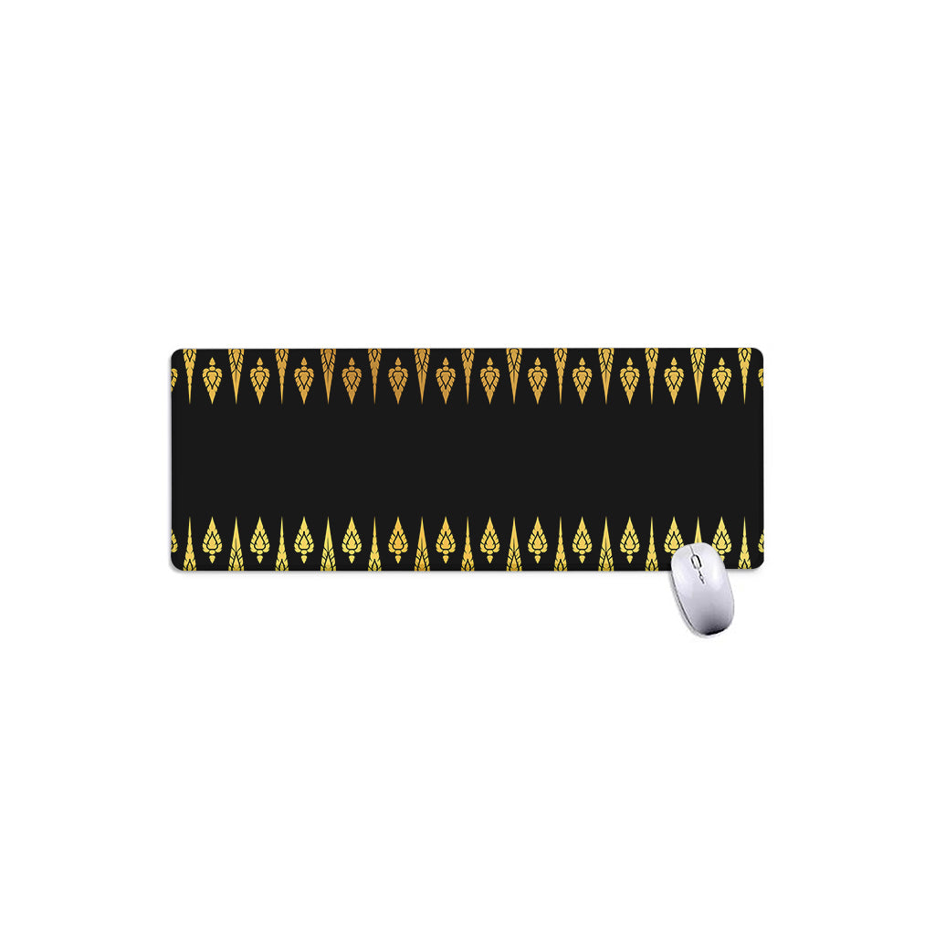 Gold And Black Thai Pattern Print Extended Mouse Pad
