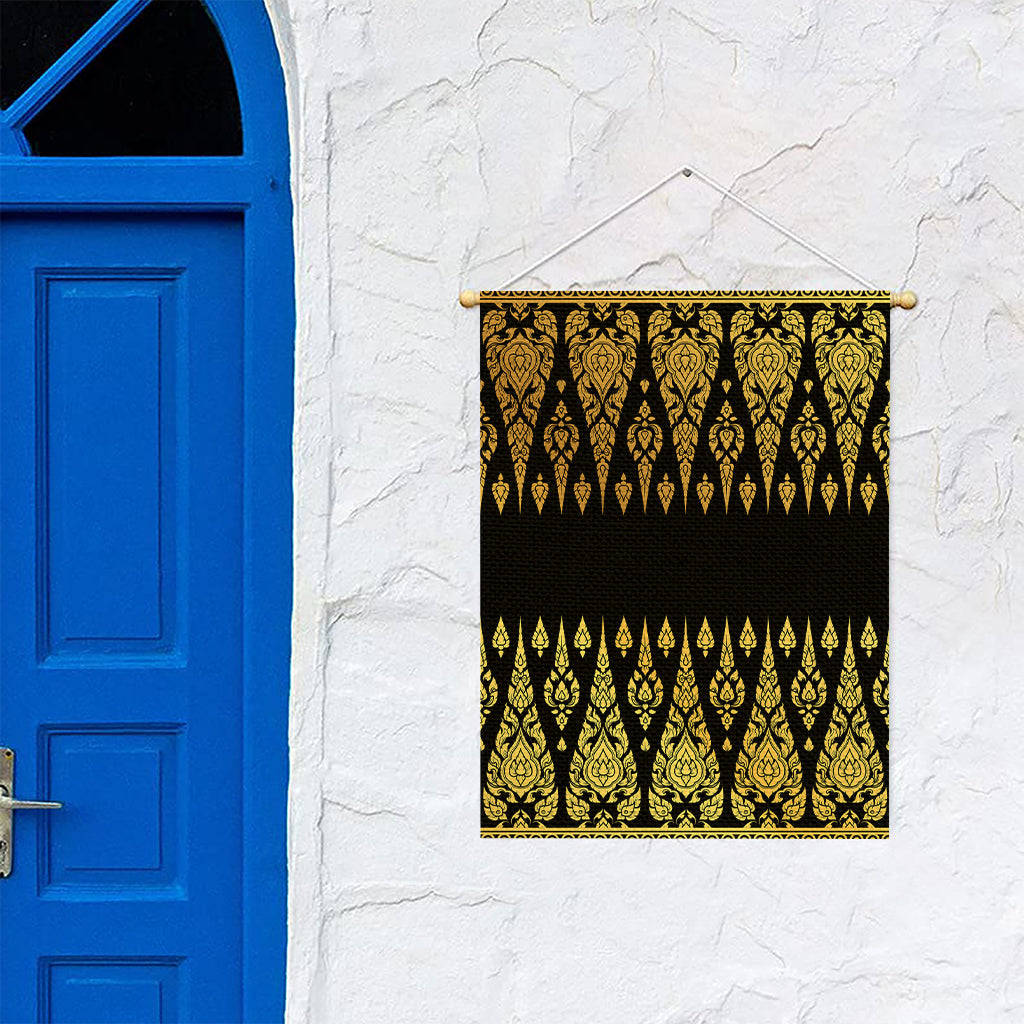 Gold And Black Thai Pattern Print Garden Flag