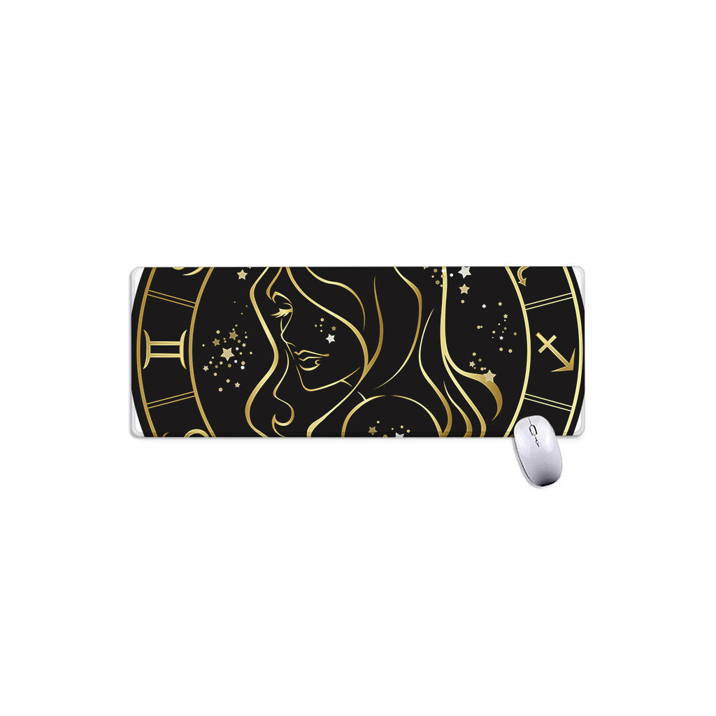 Gold And Black Virgo Sign Print Extended Mouse Pad