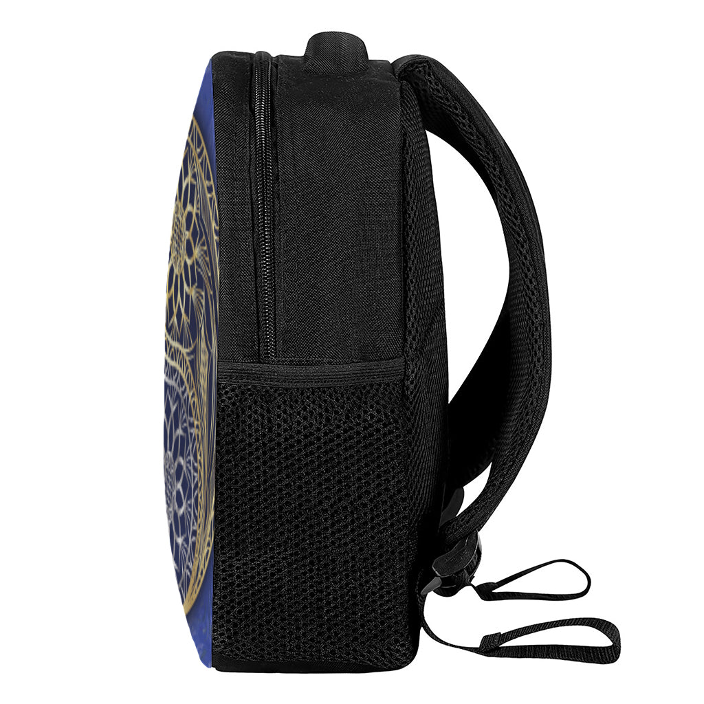 Gold And Grey Yin Yang Flower Print Casual Backpack