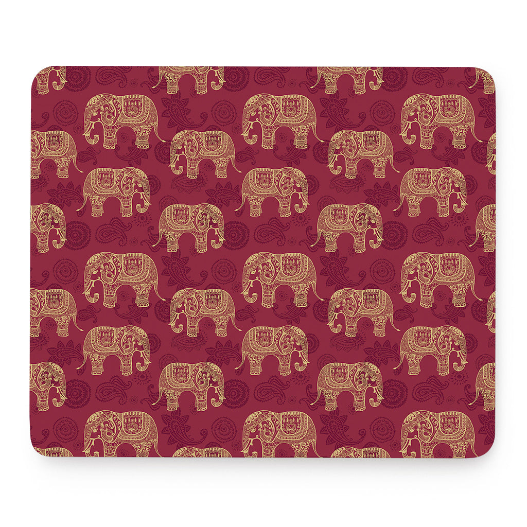 Gold And Red Boho Elephant Print Mouse Pad