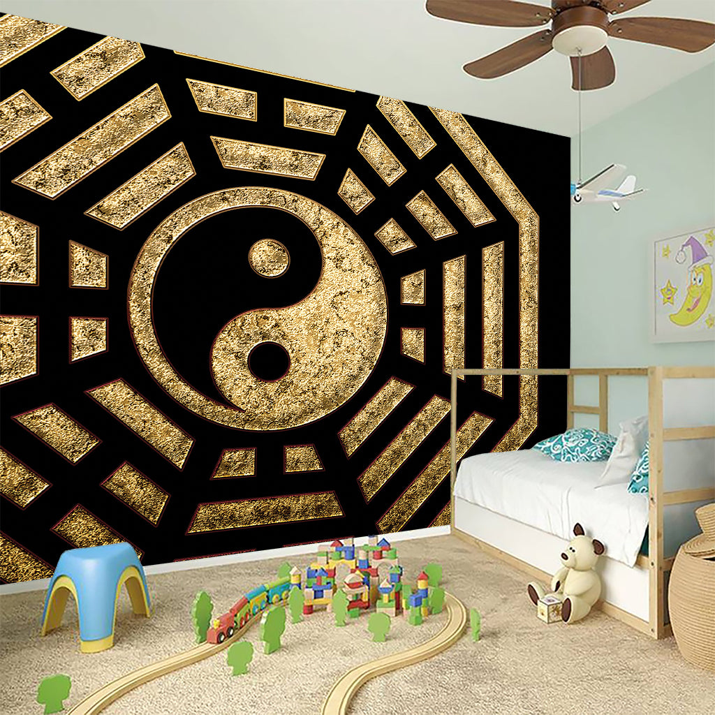 Gold Bagua Yin Yang Print Wall Sticker