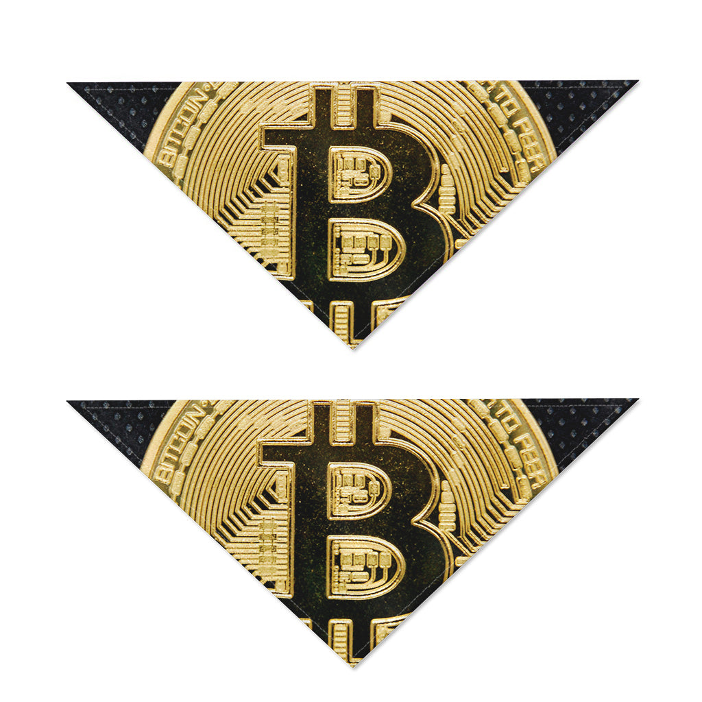 Gold Bitcoin Symbol Print Dog Bandana