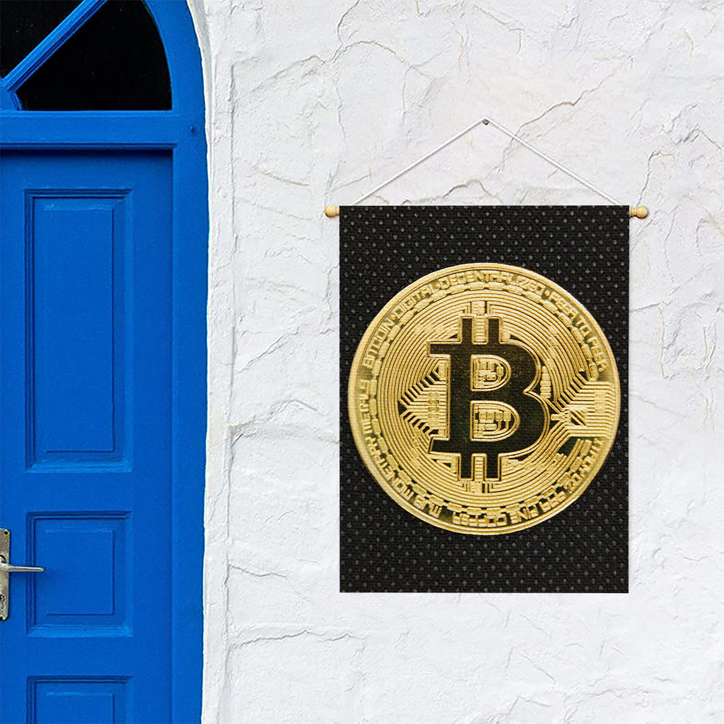 Gold Bitcoin Symbol Print Garden Flag