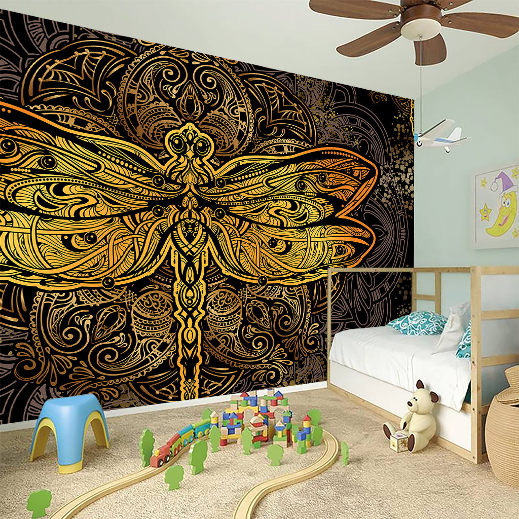 Gold Boho Dragonfly Print Wall Sticker