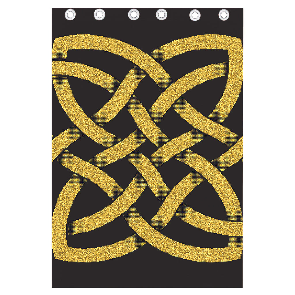 Gold Celtic Knot Symbol Print Curtain