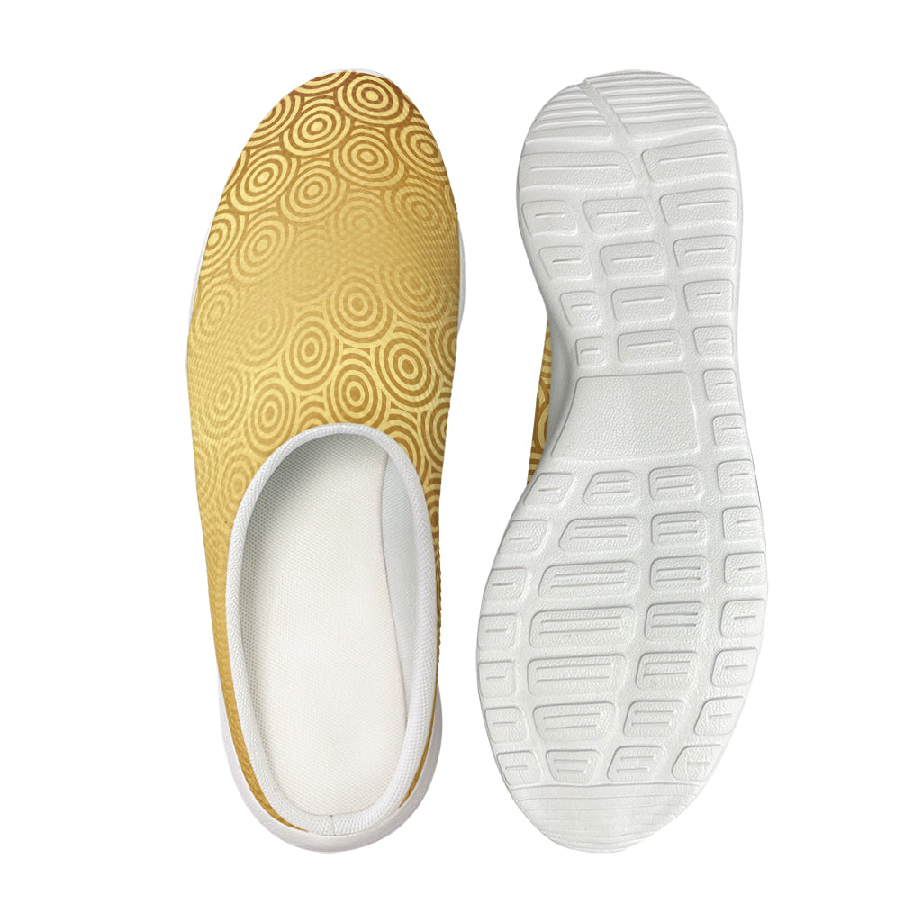 Gold Chinese Pattern Print Mesh Casual Shoes