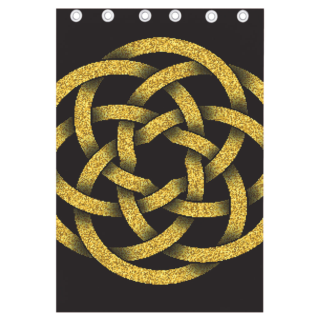 Gold Circle Celtic Knot Symbol Print Curtain