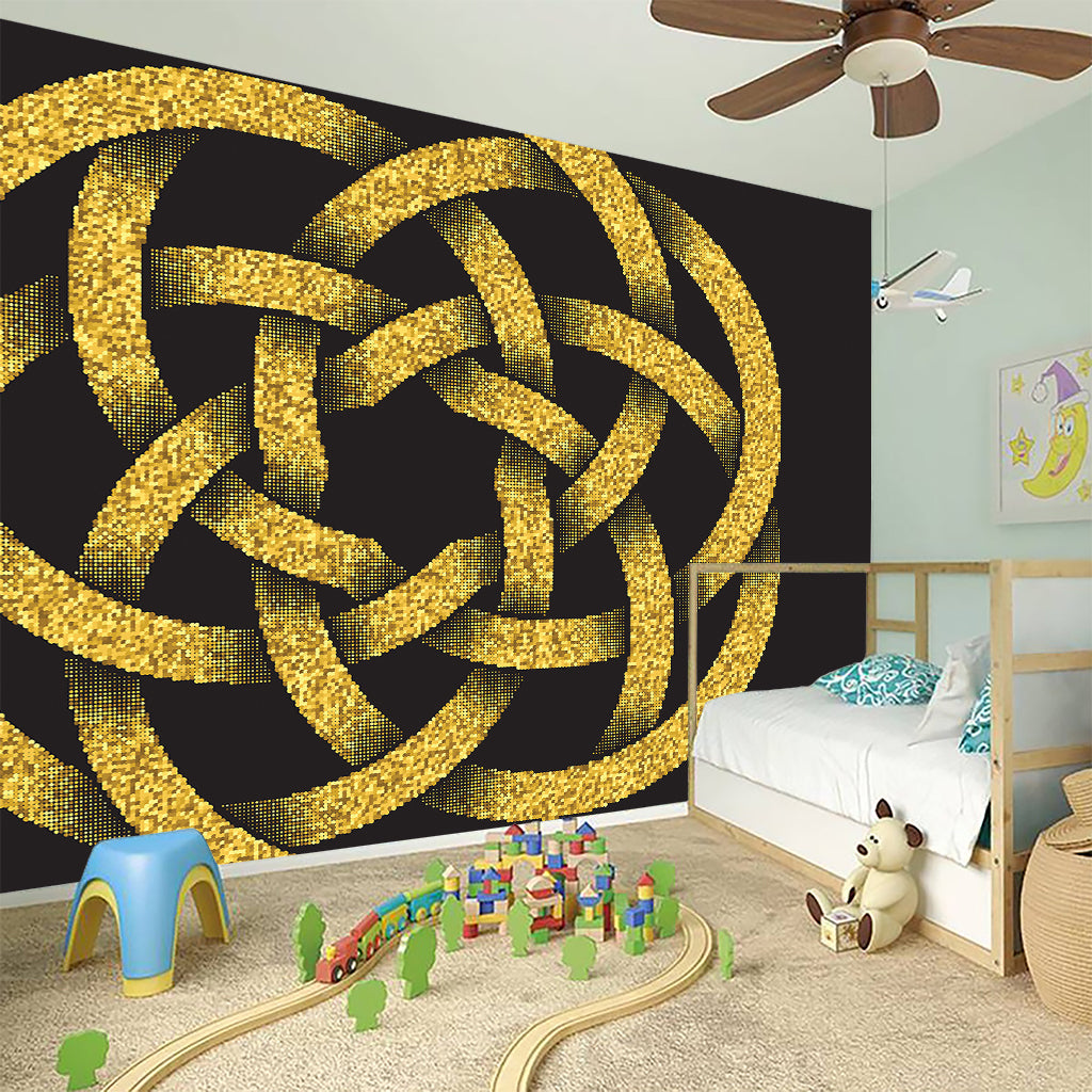 Gold Circle Celtic Knot Symbol Print Wall Sticker