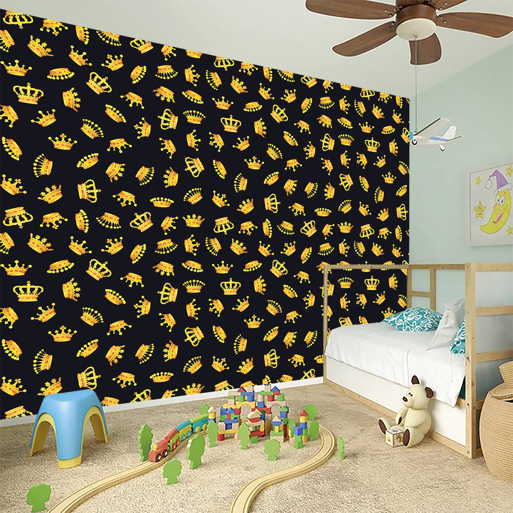 Gold Crown Pattern Print Wall Sticker