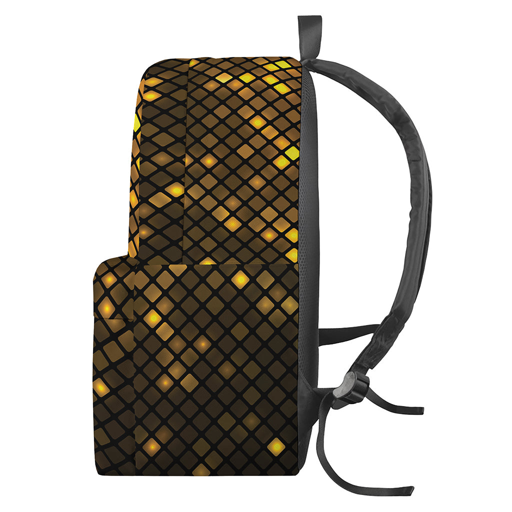 Gold Disco Lights Pattern Print Backpack