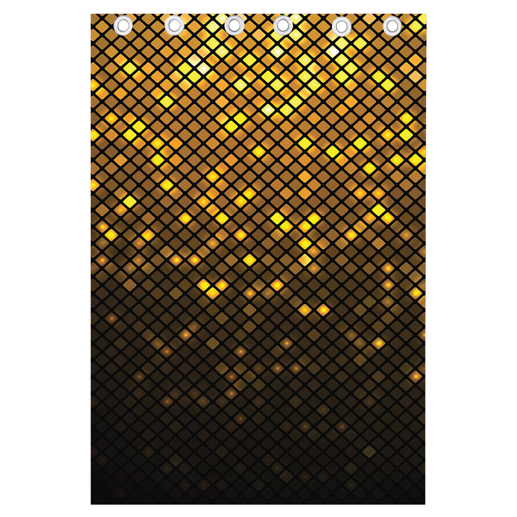 Gold Disco Lights Pattern Print Curtain