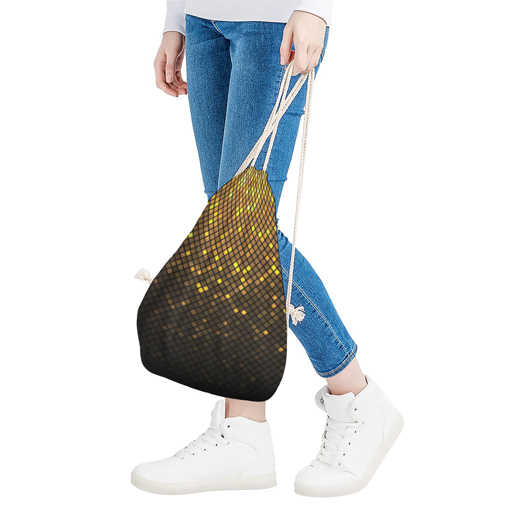 Gold Disco Lights Pattern Print Drawstring Bag