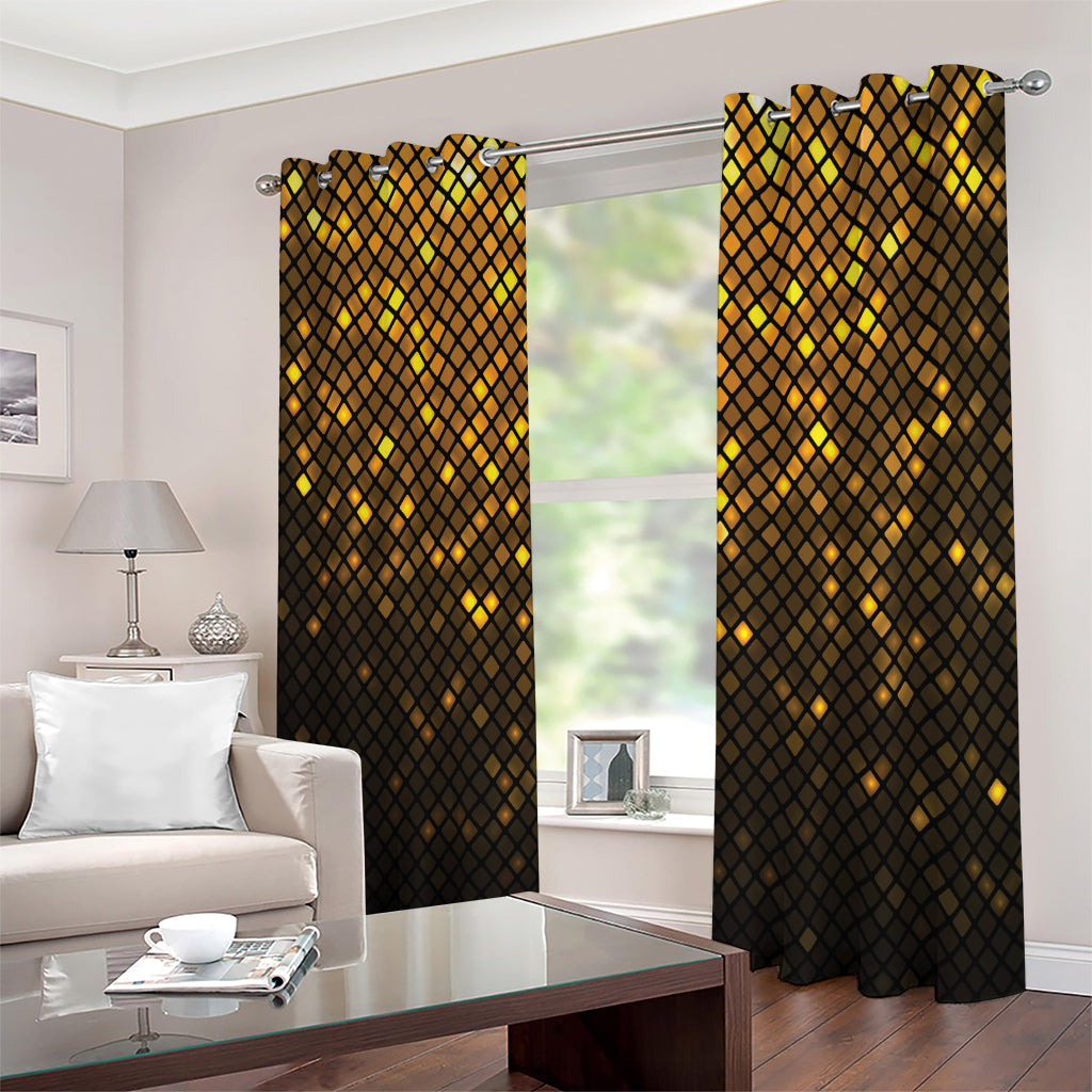 Gold Disco Lights Pattern Print Extra Wide Grommet Curtains